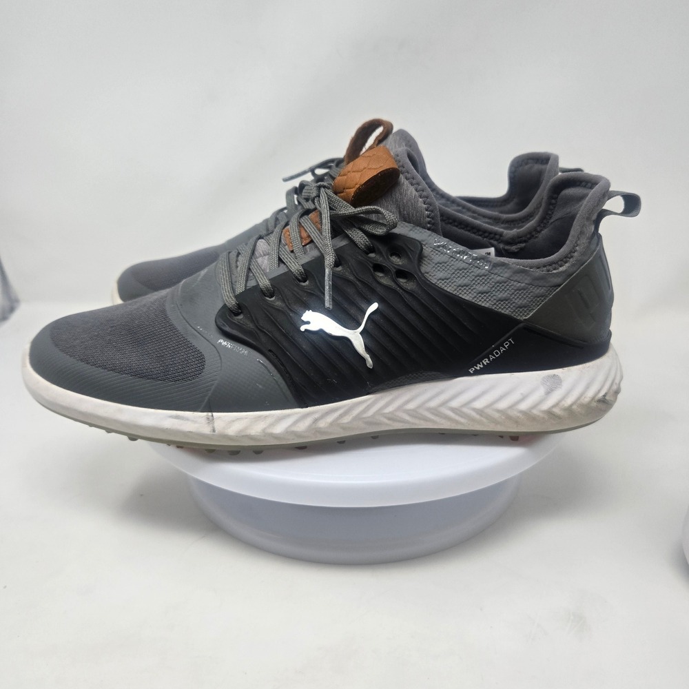 Puma Ignite PwrAdapt Mens‎ Golf Shoes Grey Black Waterproof 192223-03 Size 10